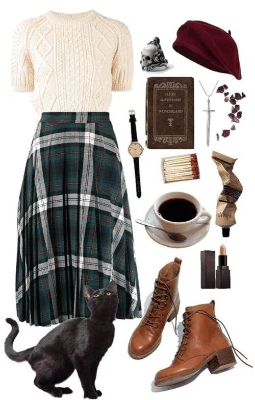 Tất tần tật về Dark Academic - phong cách thời trang “đen tối” mang âm hưởng quý tộc Châu u của những thập niên trước áo sơ mi cổ điển Bàn trang điểm phong cách cổ điển blazer boots cao gót cổ điển chân váy vintage châu Âu cổ điển Dark Academic giày Mary Jane Gothic kẻ ca rô Loafer Nghệ thuật thời kì Phục Hưng phong cách thời trang quần ống đứng quý tộc vintage