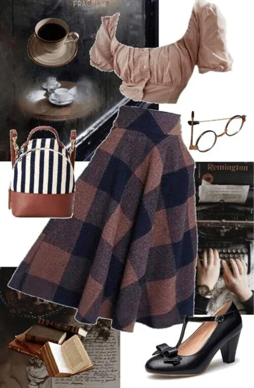 Tất tần tật về Dark Academic - phong cách thời trang “đen tối” mang âm hưởng quý tộc Châu u của những thập niên trước áo sơ mi cổ điển Bàn trang điểm phong cách cổ điển blazer boots cao gót cổ điển chân váy vintage châu Âu cổ điển Dark Academic giày Mary Jane Gothic kẻ ca rô Loafer Nghệ thuật thời kì Phục Hưng phong cách thời trang quần ống đứng quý tộc vintage