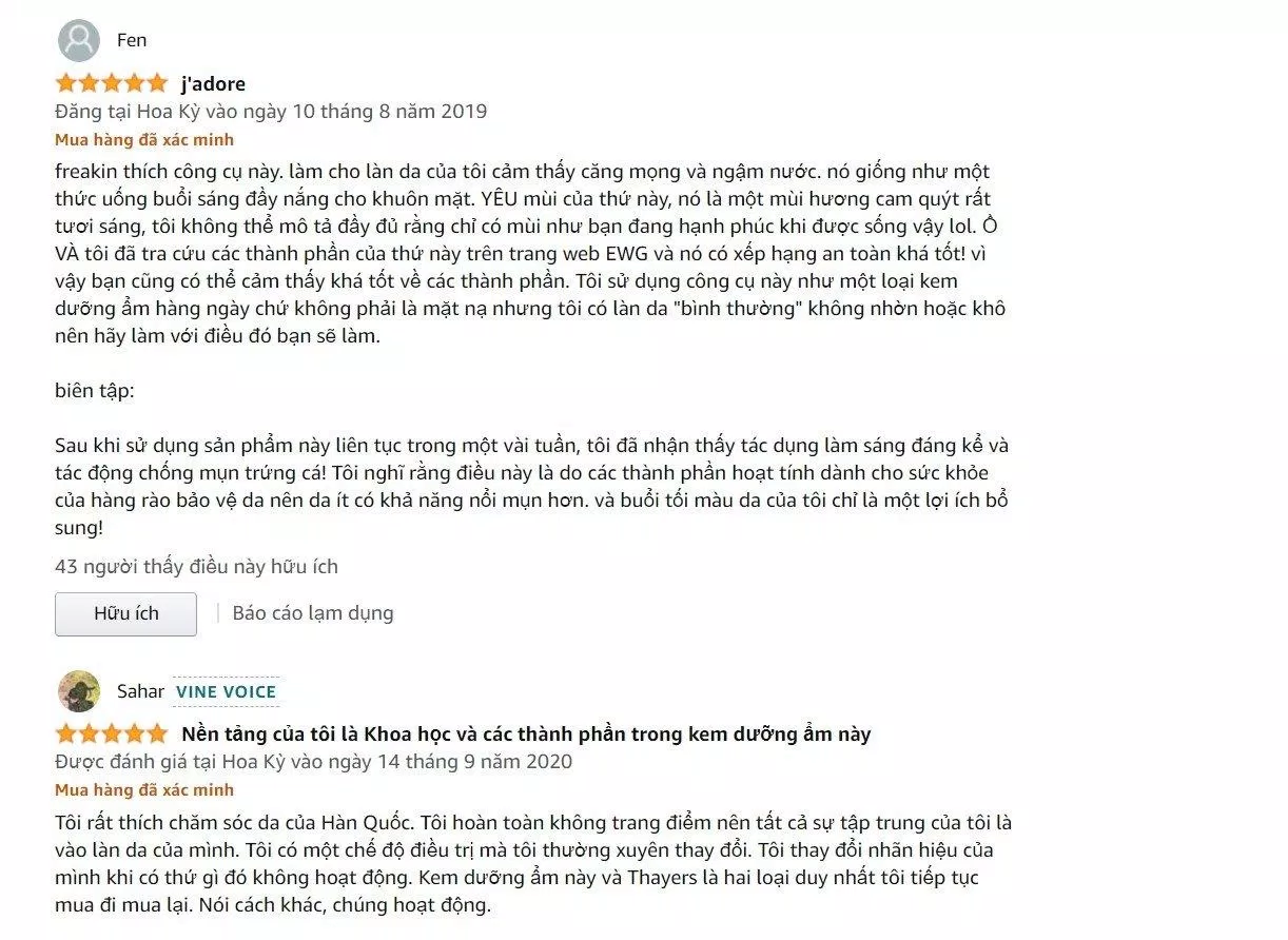 Dear Klairs Freshly Juiced Vitamin E nhận được đánh giá khá tích cực từ người dùng trên Amazon (Nguồn: Internet)