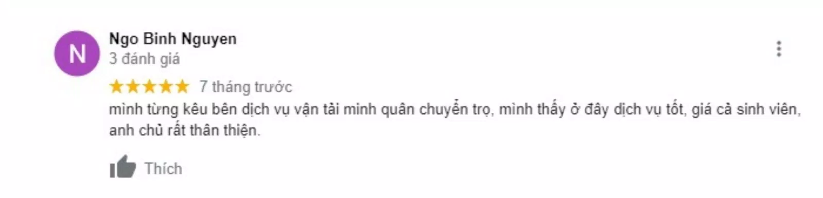 Đánh giá của khách hàng về Vận tải Minh Quân. (Nguồn: BlogAnChoi)