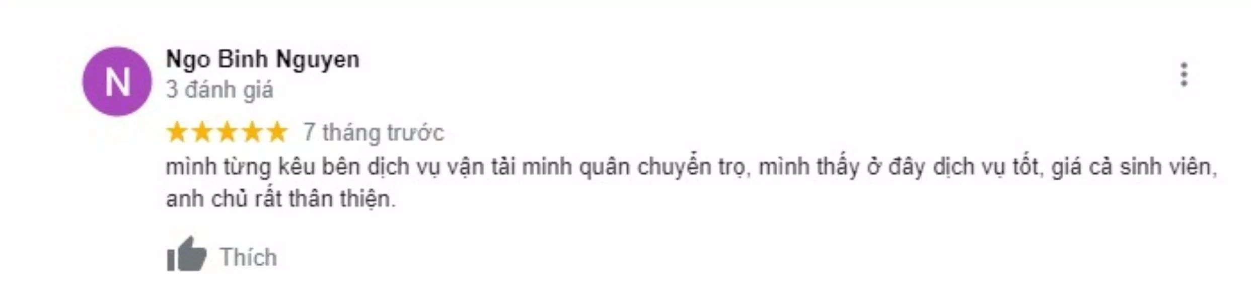 Đánh giá của khách hàng về Vận tải Minh Quân. (Nguồn: BlogAnChoi)
