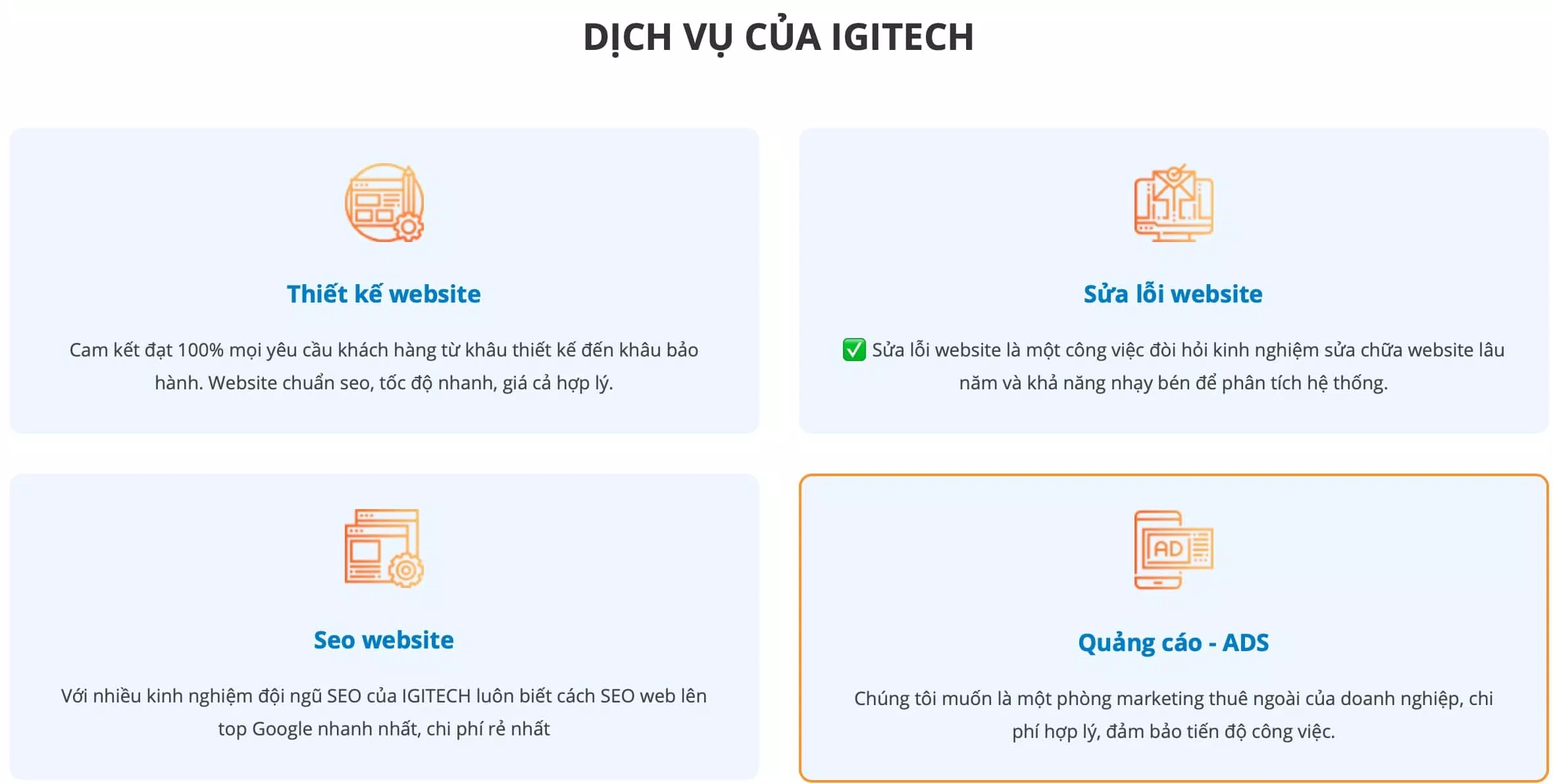 Dịch vụ của Thiết Kế Web IGITECH Hà Nội (Ảnh BlogAnChoi)