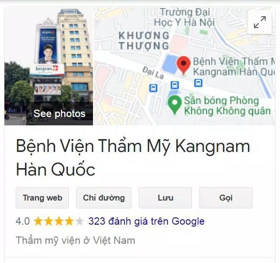 Điểm đánh giá bênh viện thẩm mỹ Kangnam ( nguồn: BlogAnChoi)