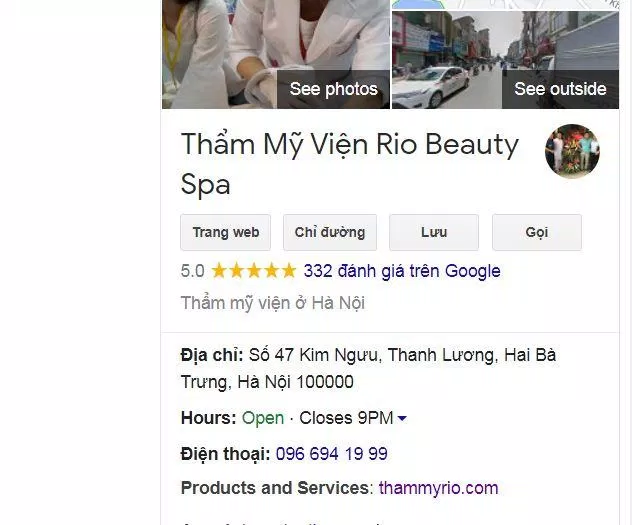 Điểm đánh giá về Thẩm Mỹ Viện Rio Beauty Spa ( nguồn: BlogAnChoi)