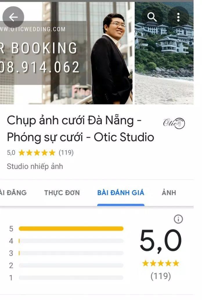Đánh giá trên Google của Otic Studio (ảnh: BlogAnChoi)
