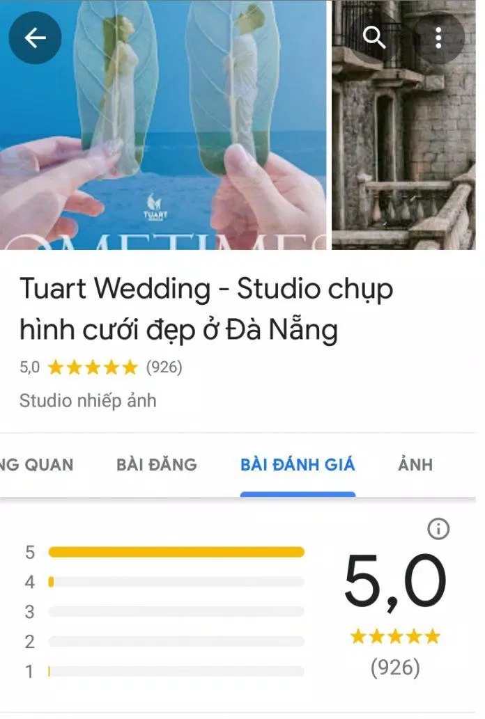 Đánh giá trên Google của TuArt Wedding (ảnh: BlogAnChoi)