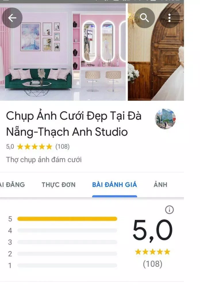 Đánh giá trên Google của Thạch Anh Studio (ảnh: BlogAnChoi)