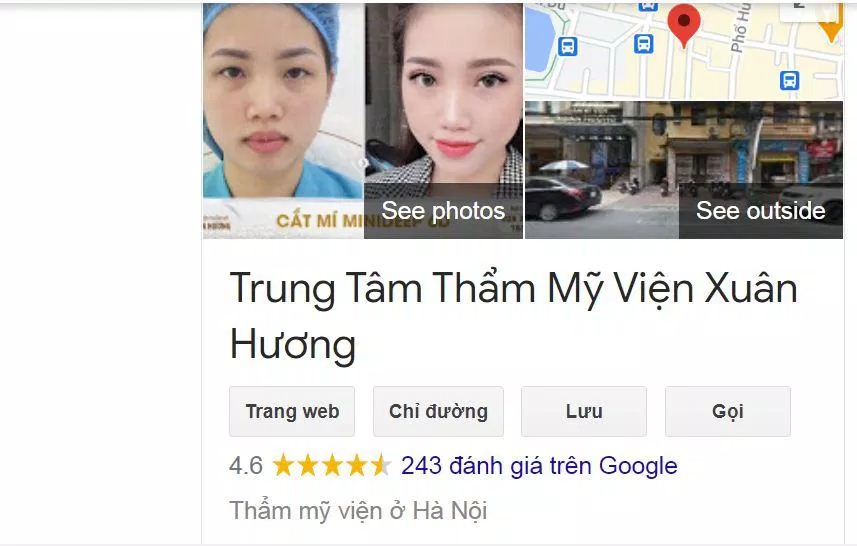 Điểm đánh giá thẩm mỹ viện Xuân Hương ( nguồn: BlogAnChoi)