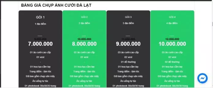 Bảng giá dịch vụ chụp ảnh ngoại cảnh của Onelike Studio (ảnh: BlogAnChoi) Bảng giá dịch vụ chụp ảnh ngoại cảnh của Onelike Studio (ảnh: BlogAnChoi)