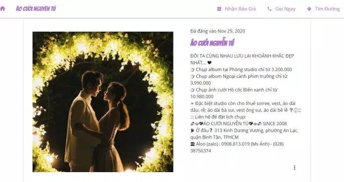 Bảng giá dịch vụ của Áo Cưới Nguyễn Tú (ảnh: BlogAnChoi) Bảng giá dịch vụ của Áo Cưới Nguyễn Tú (ảnh: BlogAnChoi)