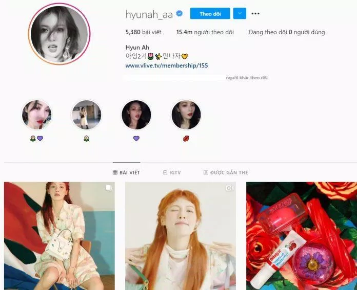 Số người theo dõi hiện tại của Hyuna là 15,46 triệu người (Nguồn: Instagram)