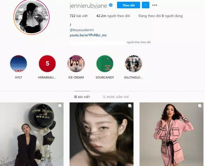 Lượng người theo dõi hiện tại của Jennie là 41,92 triệu (Nguồn: Instagram)