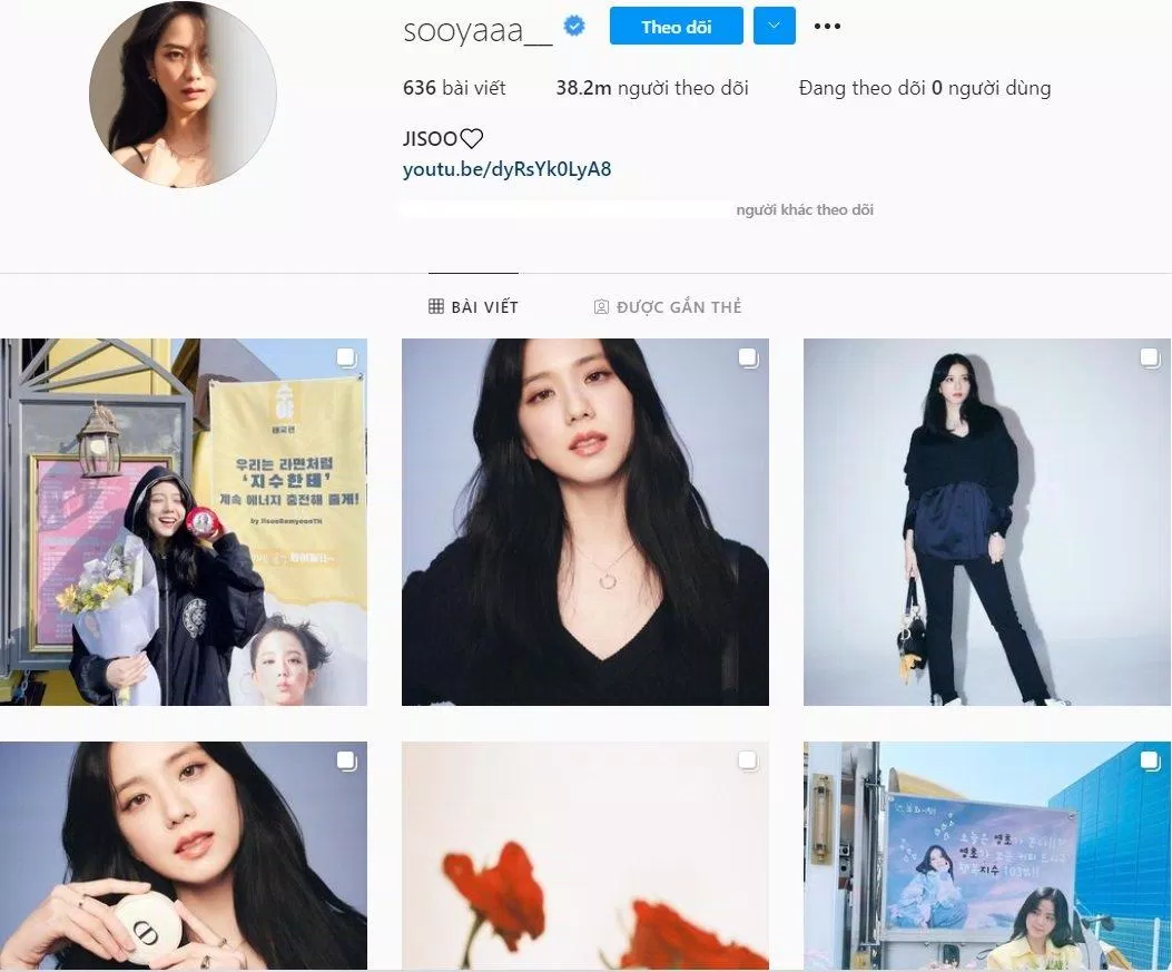 Số người theo dõi hiện tại của Jisoo là 37,94 triệu người (Nguồn: Instagram)