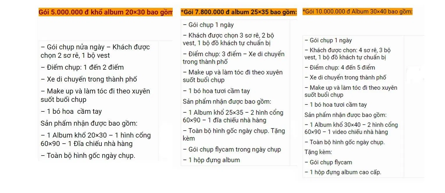 Bảng giá dịch vụ tại K Studio (Ảnh: BlogAnChoi)