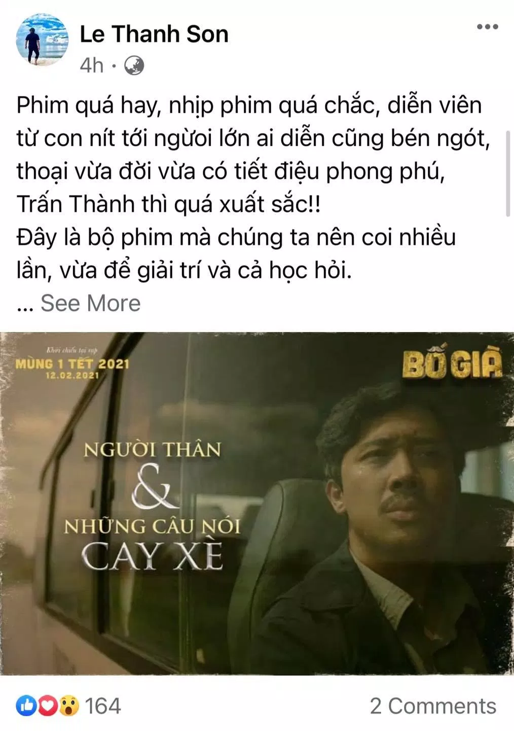 Những lời khen về phim Bố Già (Nguồn: Internet) Những lời khen về phim Bố Già (Nguồn: Internet)