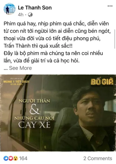 Những lời khen về phim Bố Già (Nguồn: Internet) Những lời khen về phim Bố Già (Nguồn: Internet)