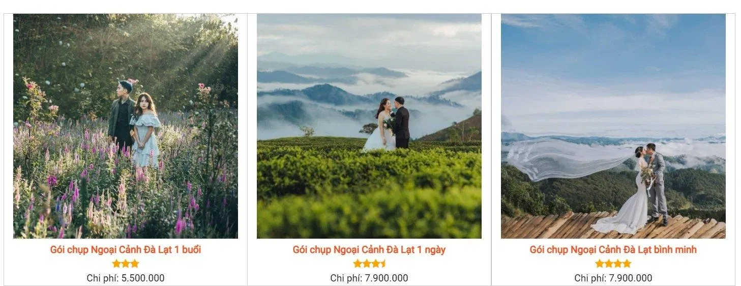 Bảng giá dịch vụ tại Studio Ngoại Cảnh Đà Lạt (Ảnh: BlogAnChoi)