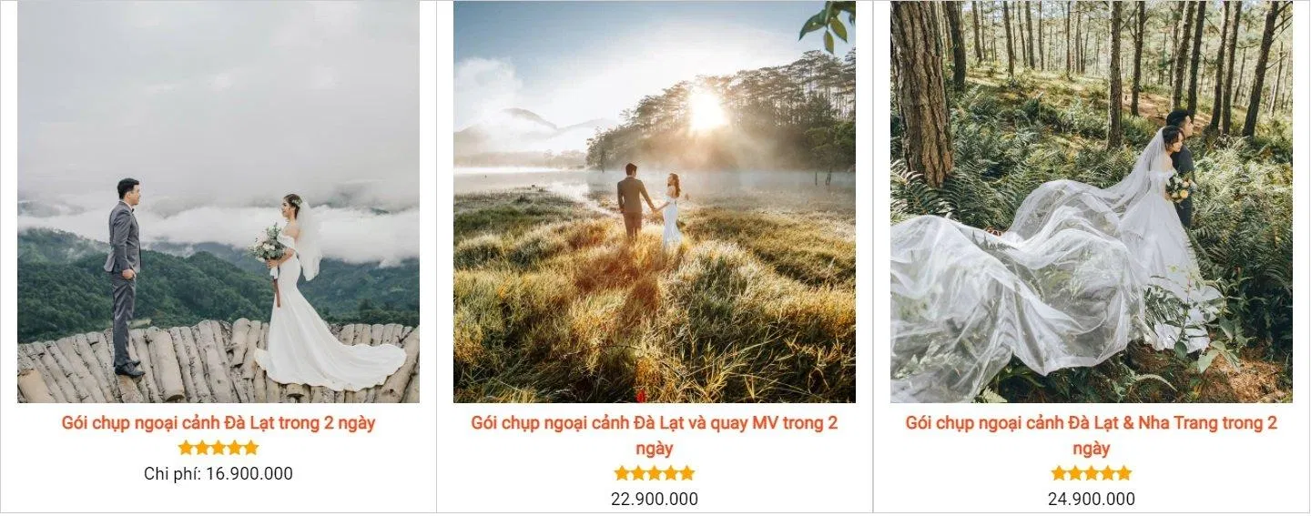 Bảng giá dịch vụ tại Studio Ngoại Cảnh Đà Lạt (Ảnh: BlogAnChoi)