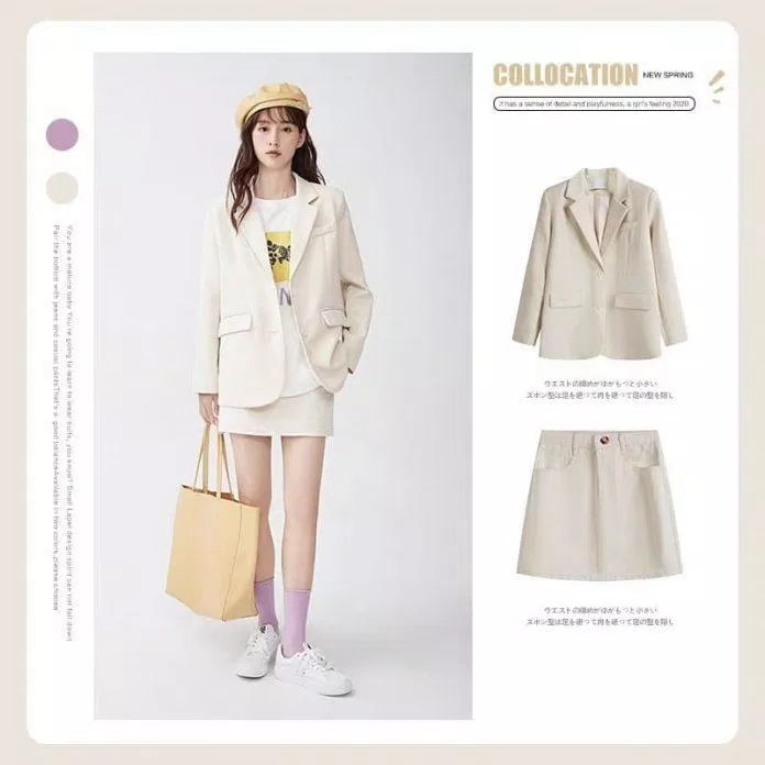 Lựa chọn phụ kiện màu vàng nhạt để đi kèm blazer màu kem (Nguồn: BlogAnChoi) Lựa chọn phụ kiện màu vàng nhạt để đi kèm blazer màu kem (Nguồn: BlogAnChoi)