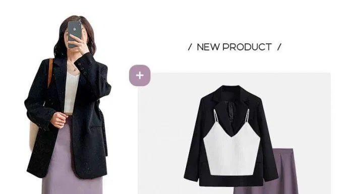 Hóa thân thành quý cô thanh lịch với chân váy trơn màu tím và blazer tối màu (Nguồn: BlogAnChoi)