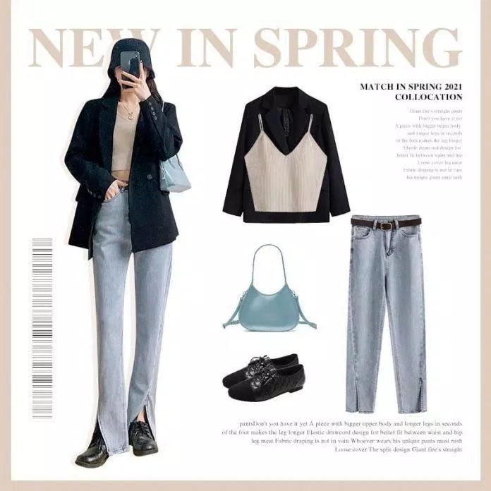 Vẫn là quần xẻ ống nhưng nổi bật hơn với blazer đen và áo 2 dây đi cùng túi kẹp nách trendy (Nguồn: BlogAnChoi) Vẫn là quần xẻ ống nhưng nổi bật hơn với blazer đen và áo 2 dây đi cùng túi kẹp nách trendy (Nguồn: BlogAnChoi)