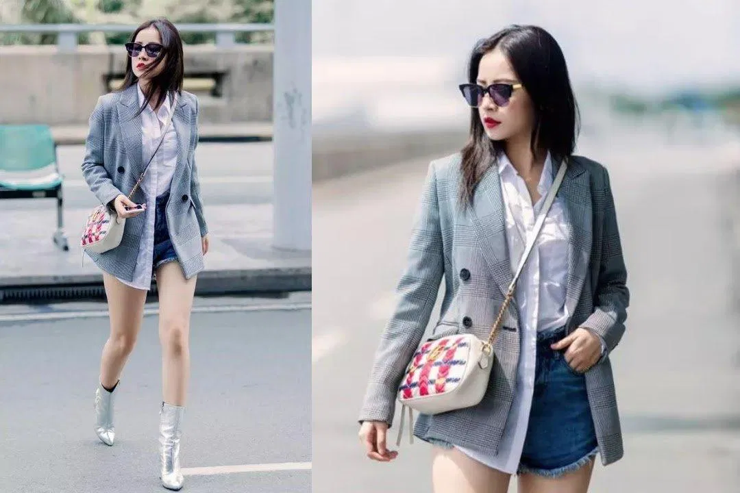 Học lỏm Chi Pu cách phối blazer với quần short jean cùng tone màu (Nguồn: Internet) Học lỏm Chi Pu cách phối blazer với quần short jean cùng tone màu (Nguồn: Internet)