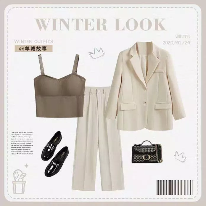 Nổi bật với áo 2 dây đi cùng blazer và quần màu be (Nguồn: BlogAnChoi) Nổi bật với áo 2 dây đi cùng blazer và quần màu be (Nguồn: BlogAnChoi)