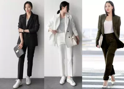 Mix set đồ với sneaker tạo sự trẻ trung, mix với giày cao gót tạo nên vẻ trưởng thanh (Nguồn: Internet) Mix set đồ với sneaker tạo sự trẻ trung, mix với giày cao gót tạo nên vẻ trưởng thanh (Nguồn: Internet)