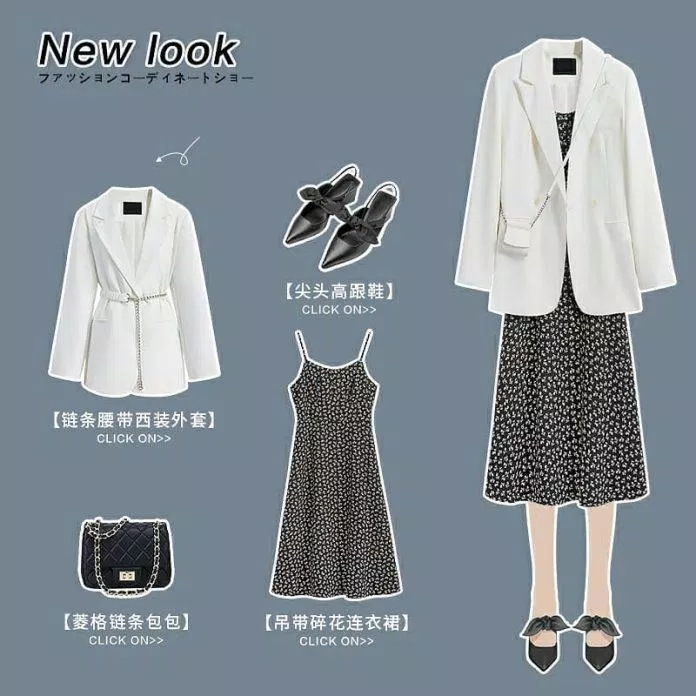 Một set đồ đa dụng khi phối váy dây hoa nhí và blazer màu trắng cùng đôi sục xinh xắn (Nguồn: BlogAnChoi) Một set đồ đa dụng khi phối váy dây hoa nhí và blazer màu trắng cùng đôi sục xinh xắn (Nguồn: BlogAnChoi)