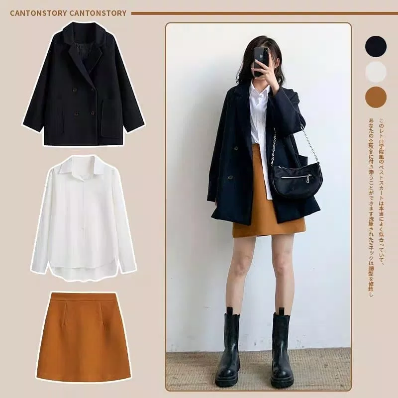 Vẫn là chân váy những thanh lịch hơn khi có thêm blazer khoác ngoài (Nguồn: BlogAnChoi) Vẫn là chân váy những thanh lịch hơn khi có thêm blazer khoác ngoài (Nguồn: BlogAnChoi)