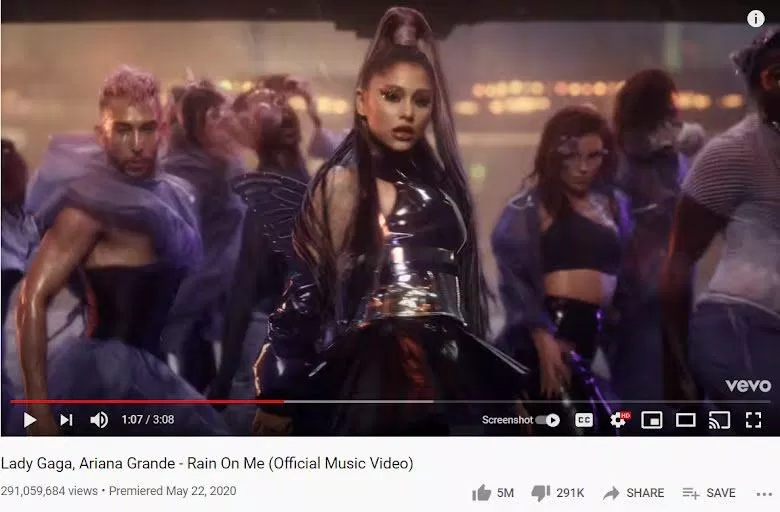 Lượt xem của Rain On Me trên YouTube (Ảnh: Internet) Lượt xem của Rain On Me trên YouTube (Ảnh: Internet)