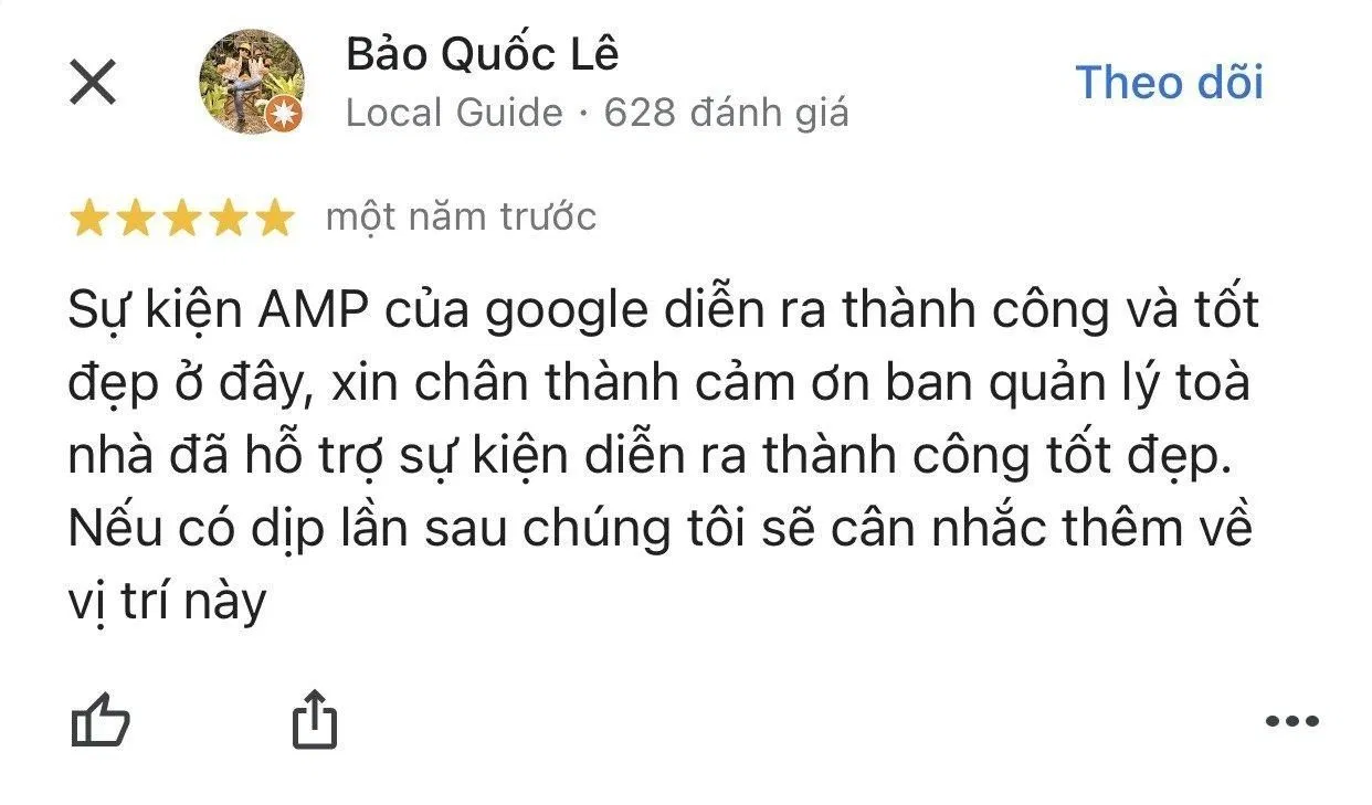 Đánh giá của khách hàng Bảo Quốc Lê về Dreamplex trên Google Map Đánh giá của khách hàng Bảo Quốc Lê về Dreamplex trên Google Map