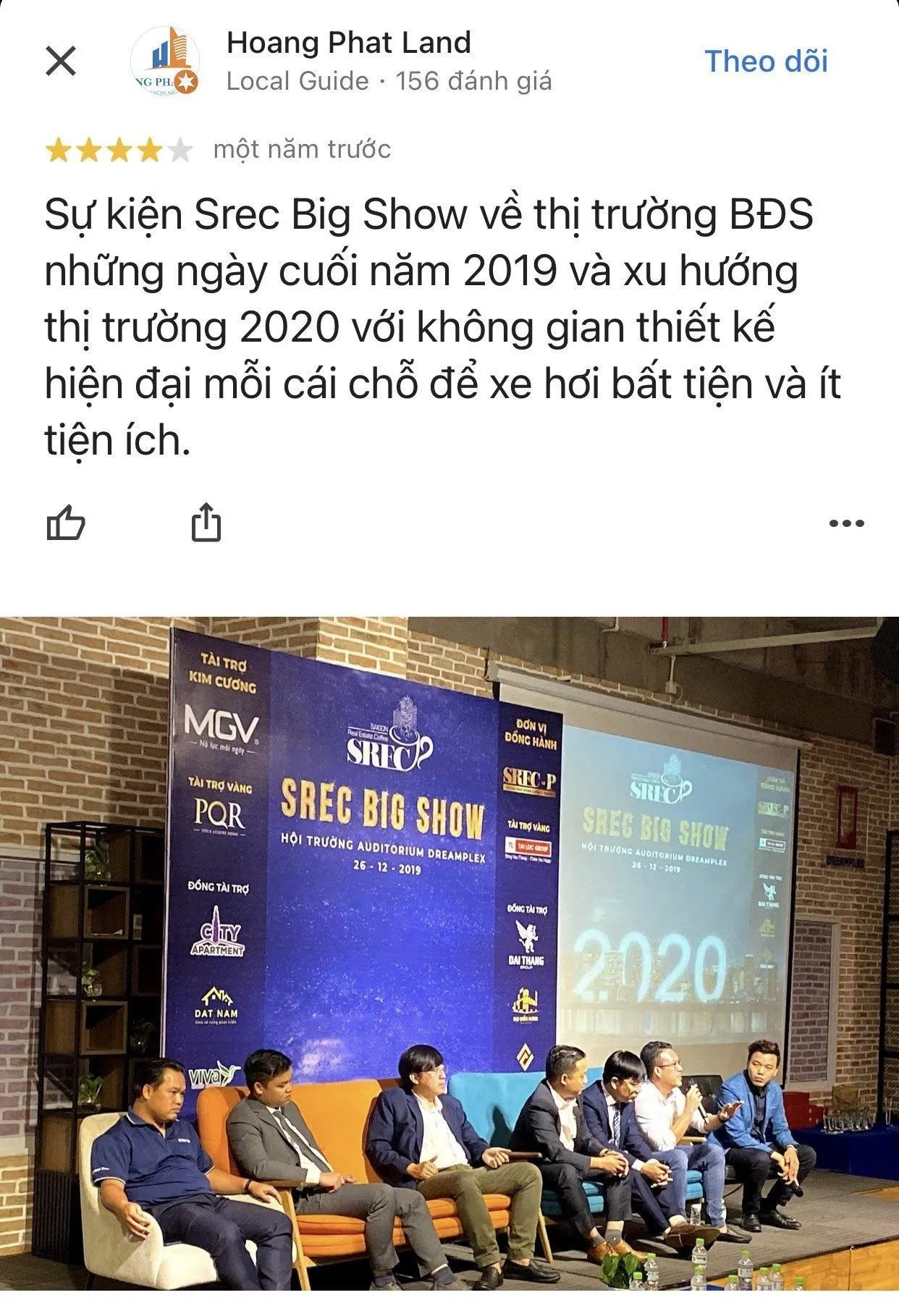 Đánh giá của khách hàng Hoang Phat Land về Dreamplex trên Google Map Đánh giá của khách hàng Hoang Phat Land về Dreamplex trên Google Map