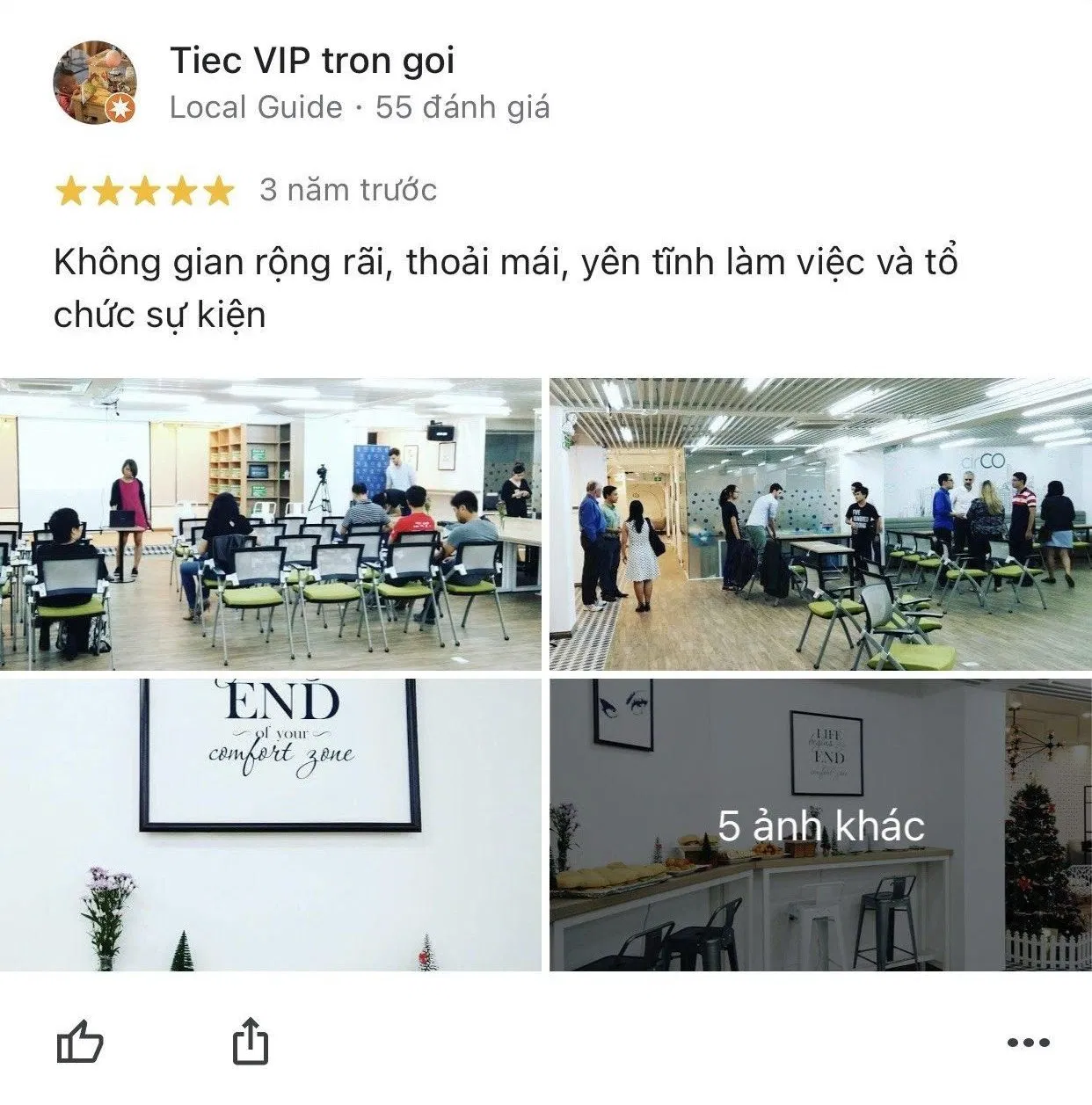 Đánh giá của khách hàng Tiec VIP tron goi về CirCO Co-working space trên Google Map Đánh giá của khách hàng Tiec VIP tron goi về CirCO Co-working space trên Google Map