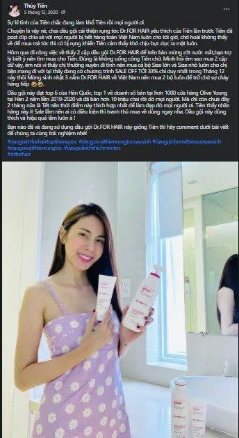 ( Nữ ca sĩ Thủy Tiên tin dùng sản phẩm của Dr. FORHAIR)