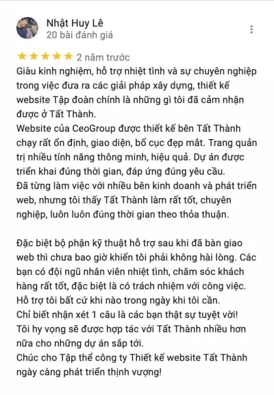 Review Công ty Thiết kế website chuyên nghiệp Tất Thành Hà Nội (Ảnh BlogAnChoi)