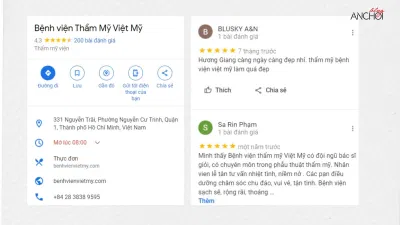 Đánh giá của khách hàng về Bệnh viện Thẩm Mỹ Việt Mỹ. (Ảnh: BlogAnChoi)