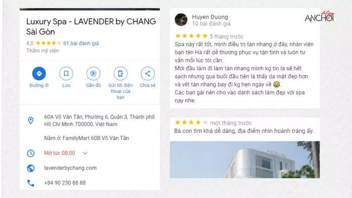 Đánh giá của khách hàng về Luxury Spa - LAVENDER by CHANG Sài Gòn