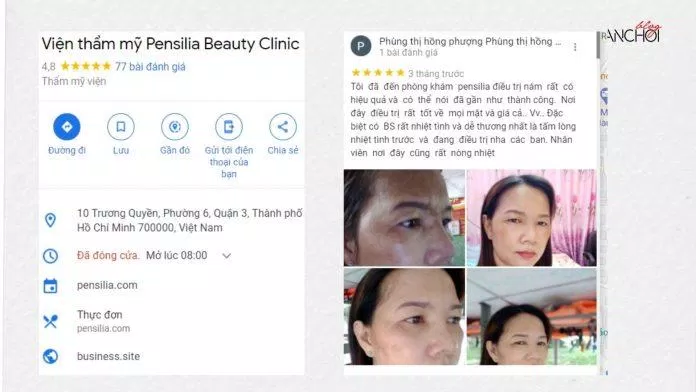 Đánh giá của khách hàng về Viện thẩm mỹ Pensilia Beauty Clinic