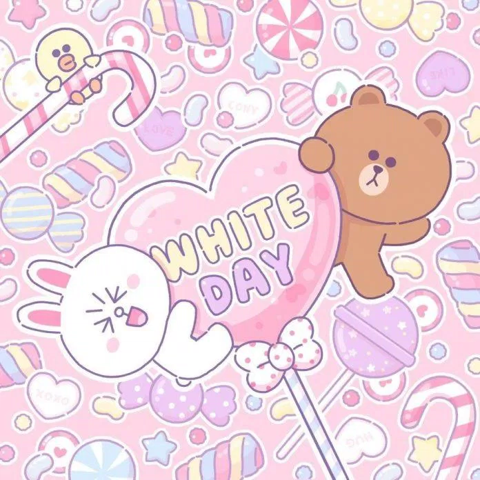 Thiệp Valentine Trắng gấu thỏ Line (Ảnh: Internet)