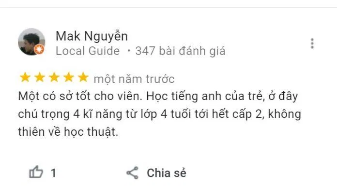 Đánh giá của học viên về Trung tâm Apax English. (Ảnh: BlogAnChoi)