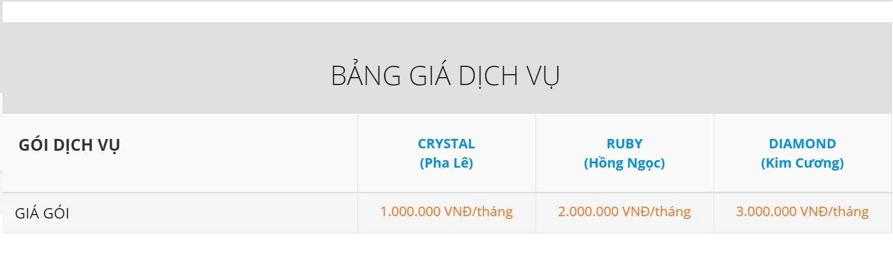 Bảng giá dịch vụ chăm sóc website (Ảnh BlogAnChoi)