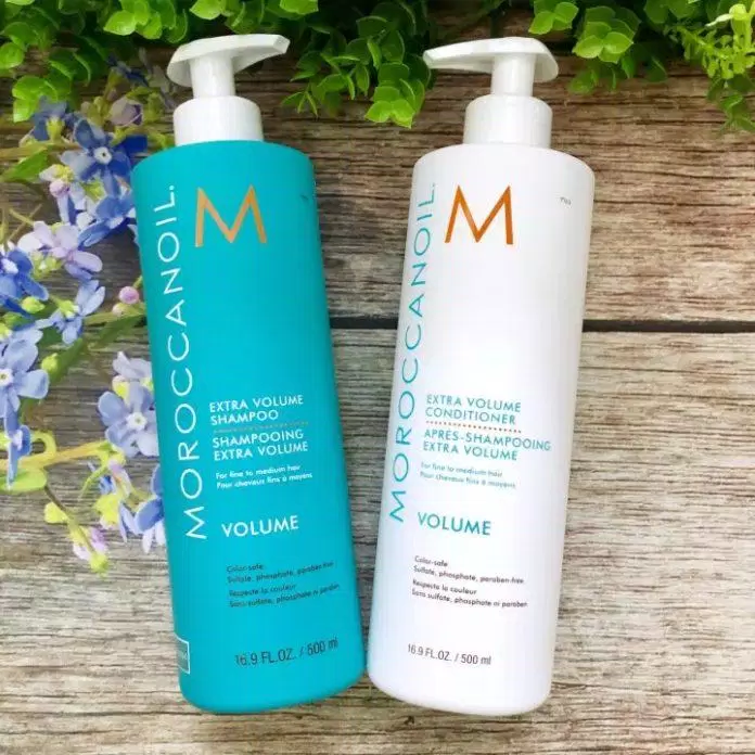 Bộ gội xả Moroccanoil Extra Volume Shampoo giúp phục hồi tóc hư tổn