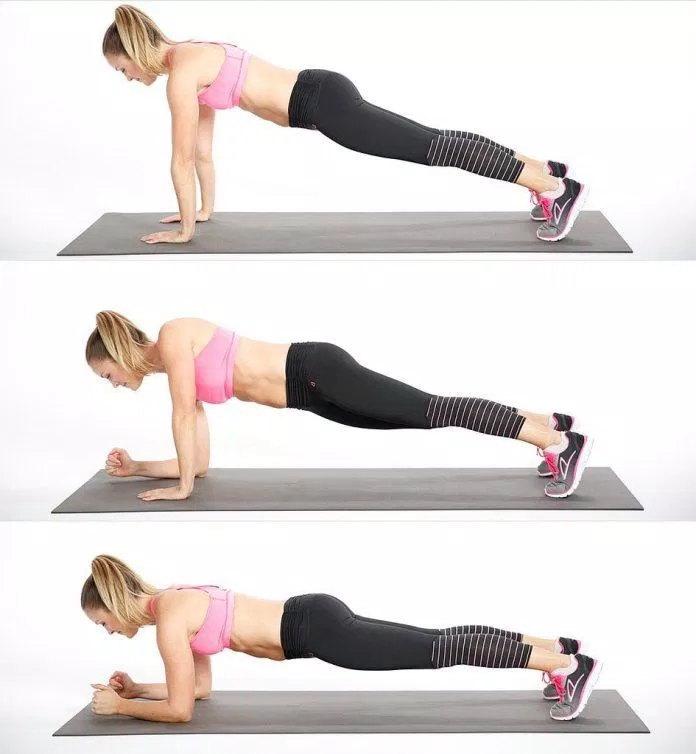 Động tác plank lên xuống luân phiên (Ảnh: Internet). Động tác plank lên xuống luân phiên (Ảnh: Internet).