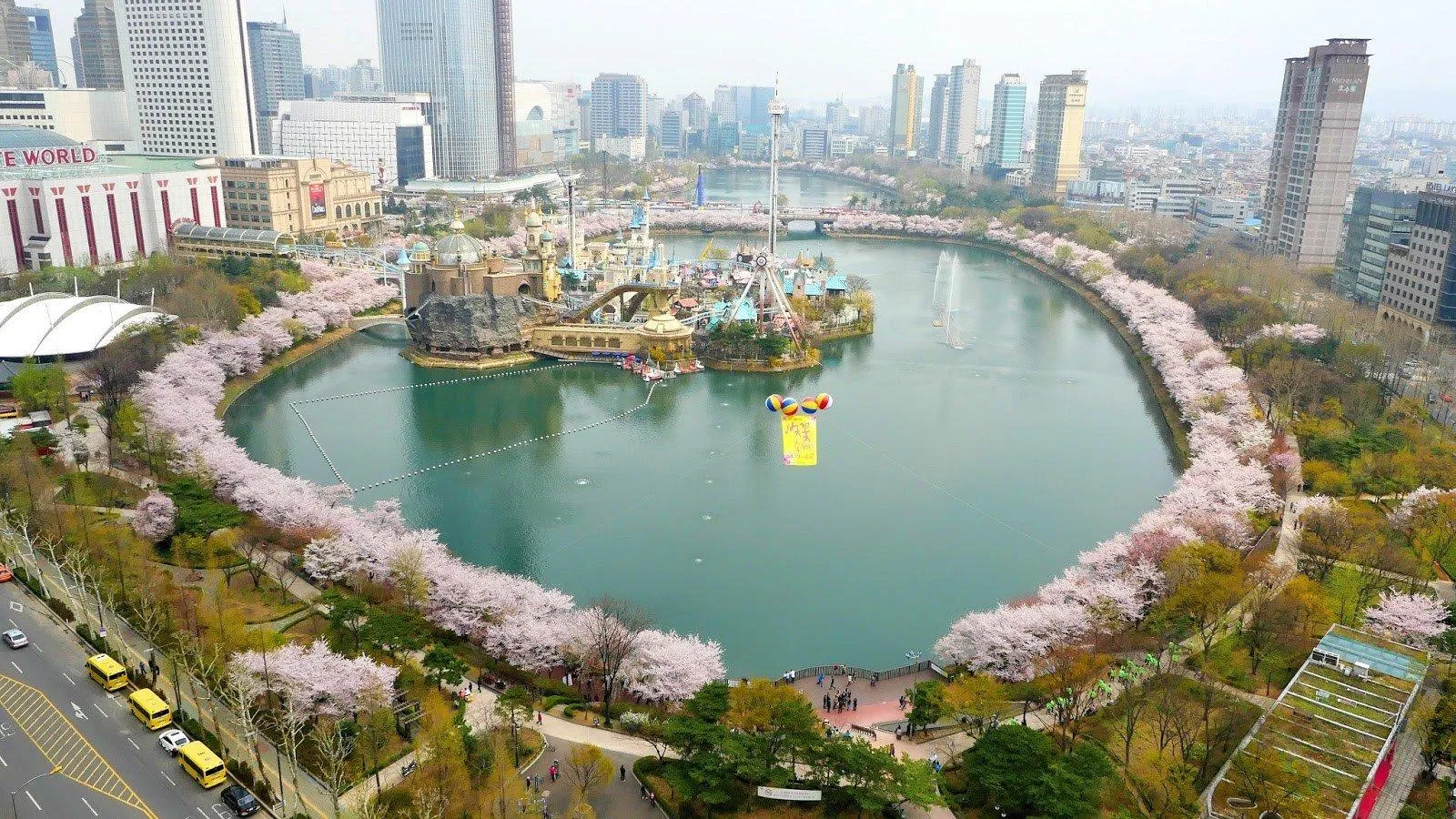 Hoa anh đào nở rực rỡ quanh hồ Seokchon (Ảnh: Internet). Hoa anh đào nở rực rỡ quanh hồ Seokchon (Ảnh: Internet).