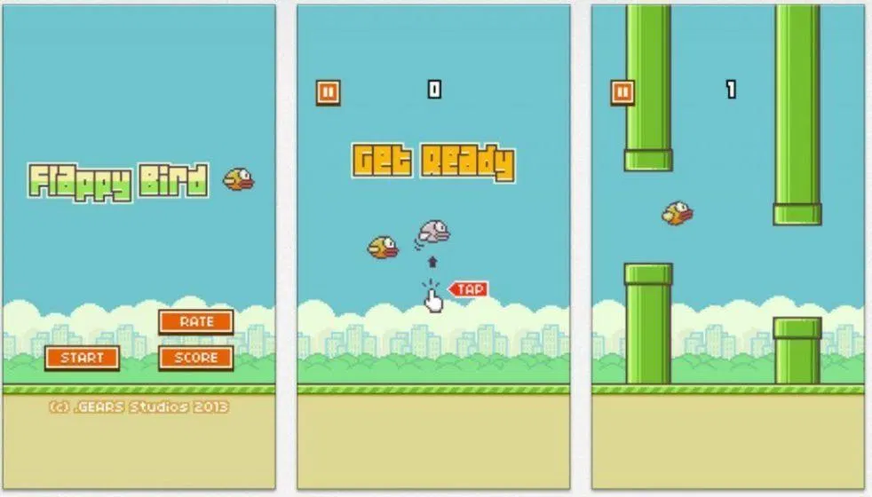 Những hình ảnh quen thuộc một thời của chú chim xanh Flappy Bird (Ảnh: Internet). Những hình ảnh quen thuộc một thời của chú chim xanh Flappy Bird (Ảnh: Internet).