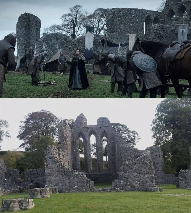 Một cảnh quay được thực hiện trên phông nền tàn tích của tu viện Inch (Ảnh: Internet). Một cảnh quay được thực hiện trên phông nền tàn tích của tu viện Inch (Ảnh: Internet).