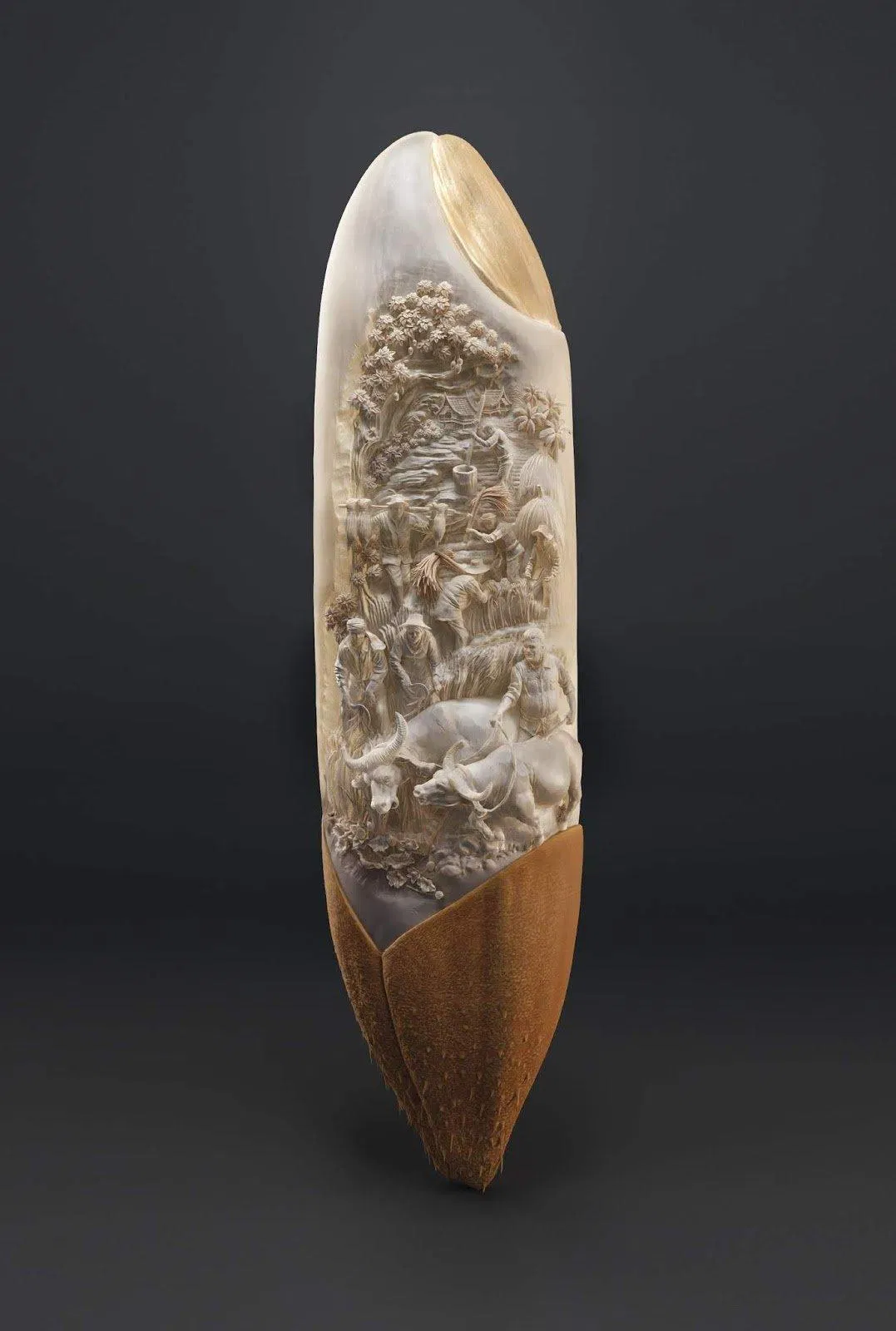 Hình ảnh hạt gạo Thái Lan với các bước gieo cấy, nuôi trồng thủ công truyền thống được tạo khắc. (Ảnh: Internet)