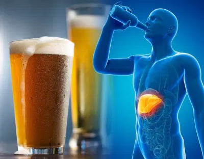Uống nhiều rượu bia gây hại cho hệ tiêu hóa, đặc biệt là gan (Ảnh: Internet).