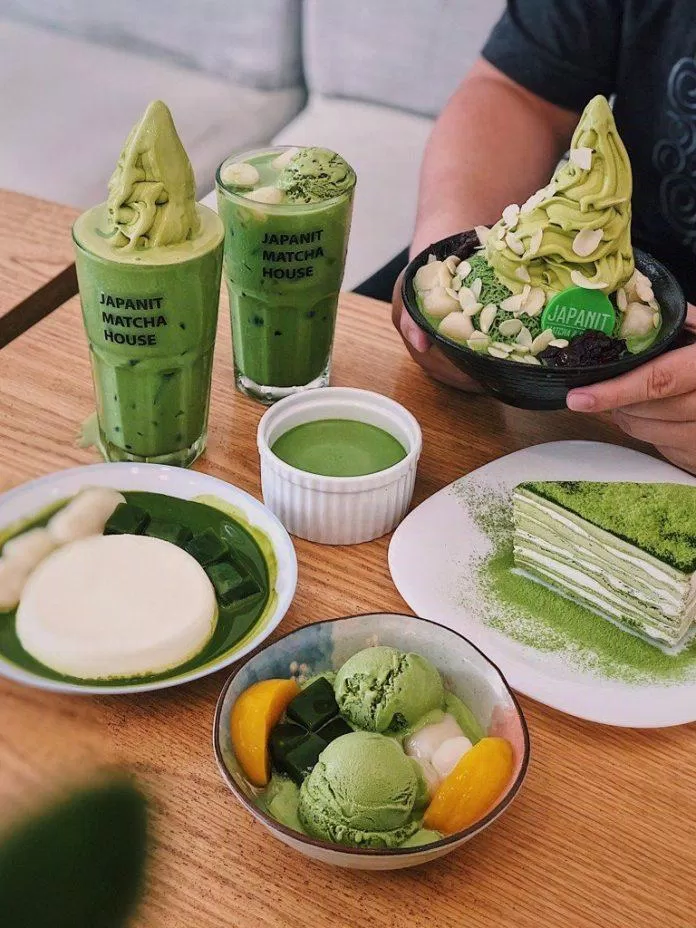 Sắc xanh tại Japanit matcha & coffee house (Ảnh: Internet)